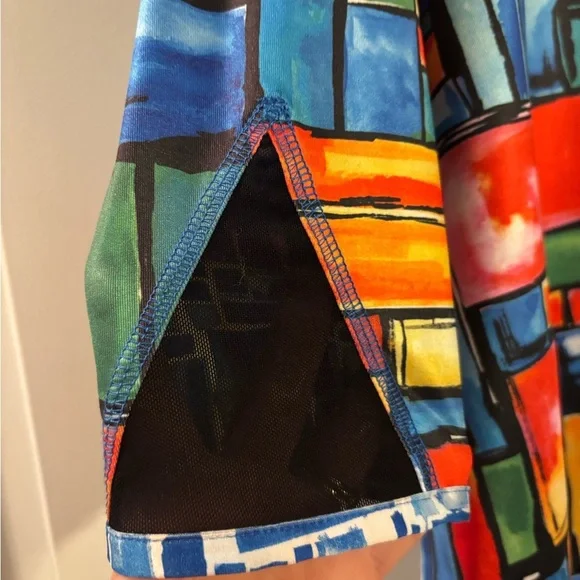 NWT Ali Miles Reversible Tunic Blouse Top Petite LARGE Geometric Colorful - Picture 4 of 9